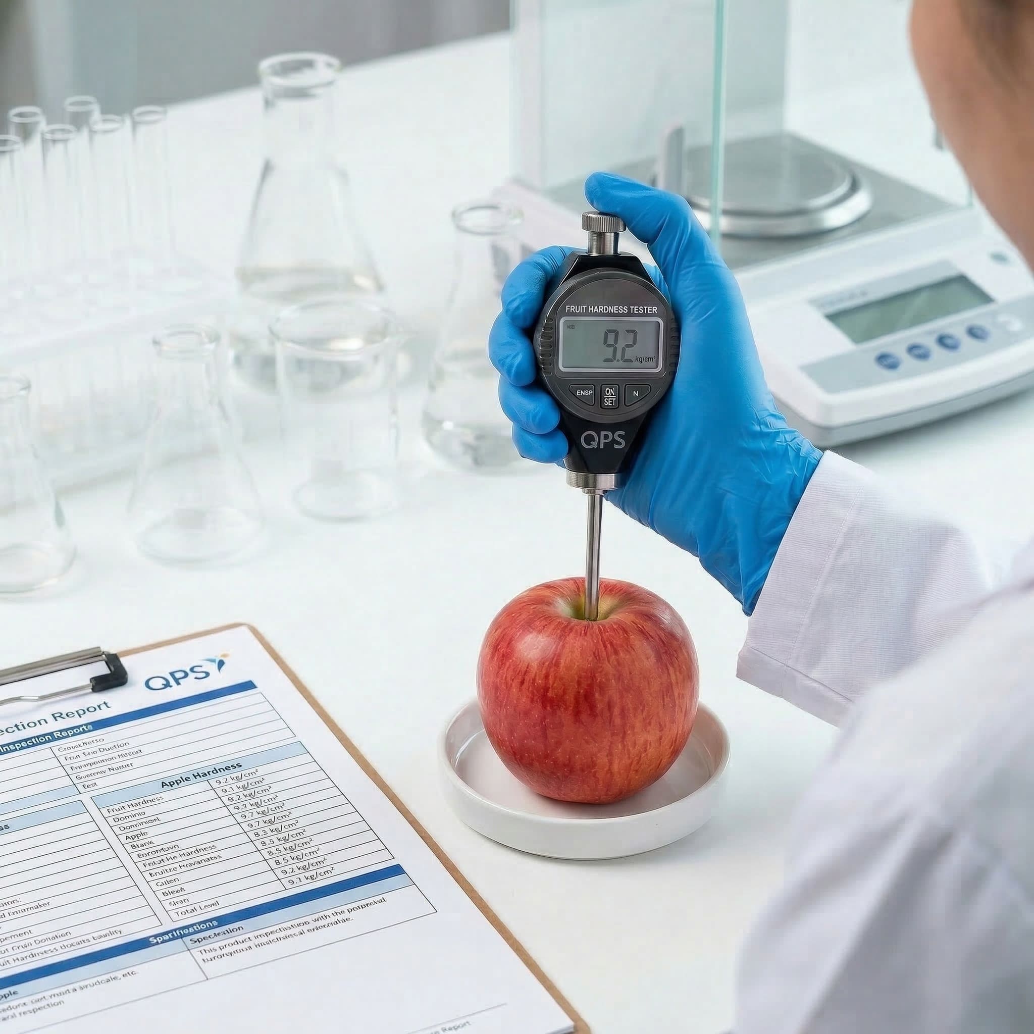 Inspecteur controleert citrus met tablet